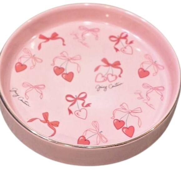 Juicy Couture Home Signature Logo  Heart Cherries & Bows Ceramic Trinket Tray - Picture 2 of 6